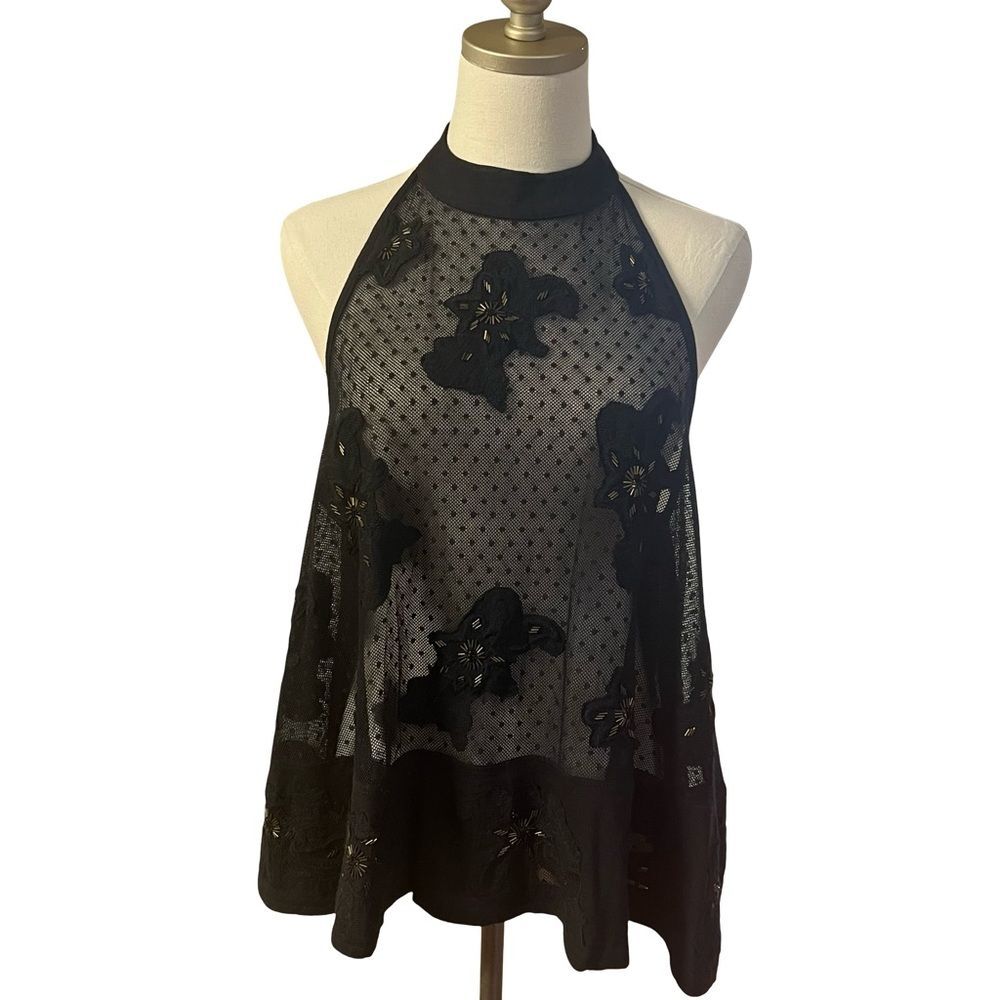 Free People Womens Frankie Lace Sheer Tank Size L Boho Festival Whimsigoth NWT